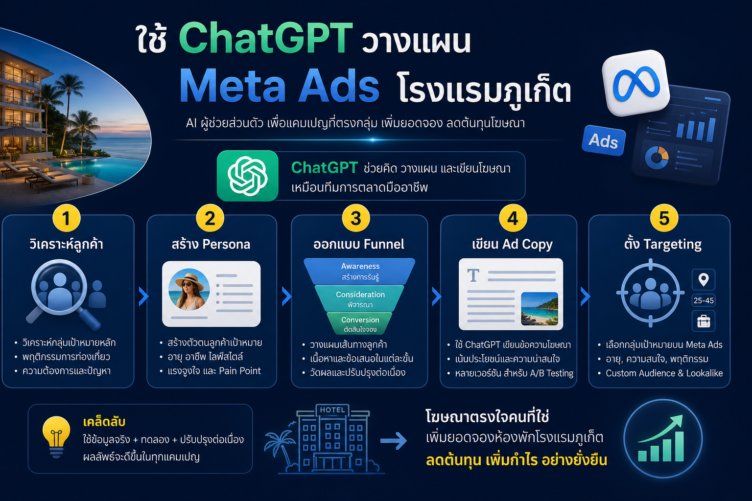 ใช้ ChatGPT วางแผน Meta Ads โรงแรมภูเก็ต 5 ขั้นตอน