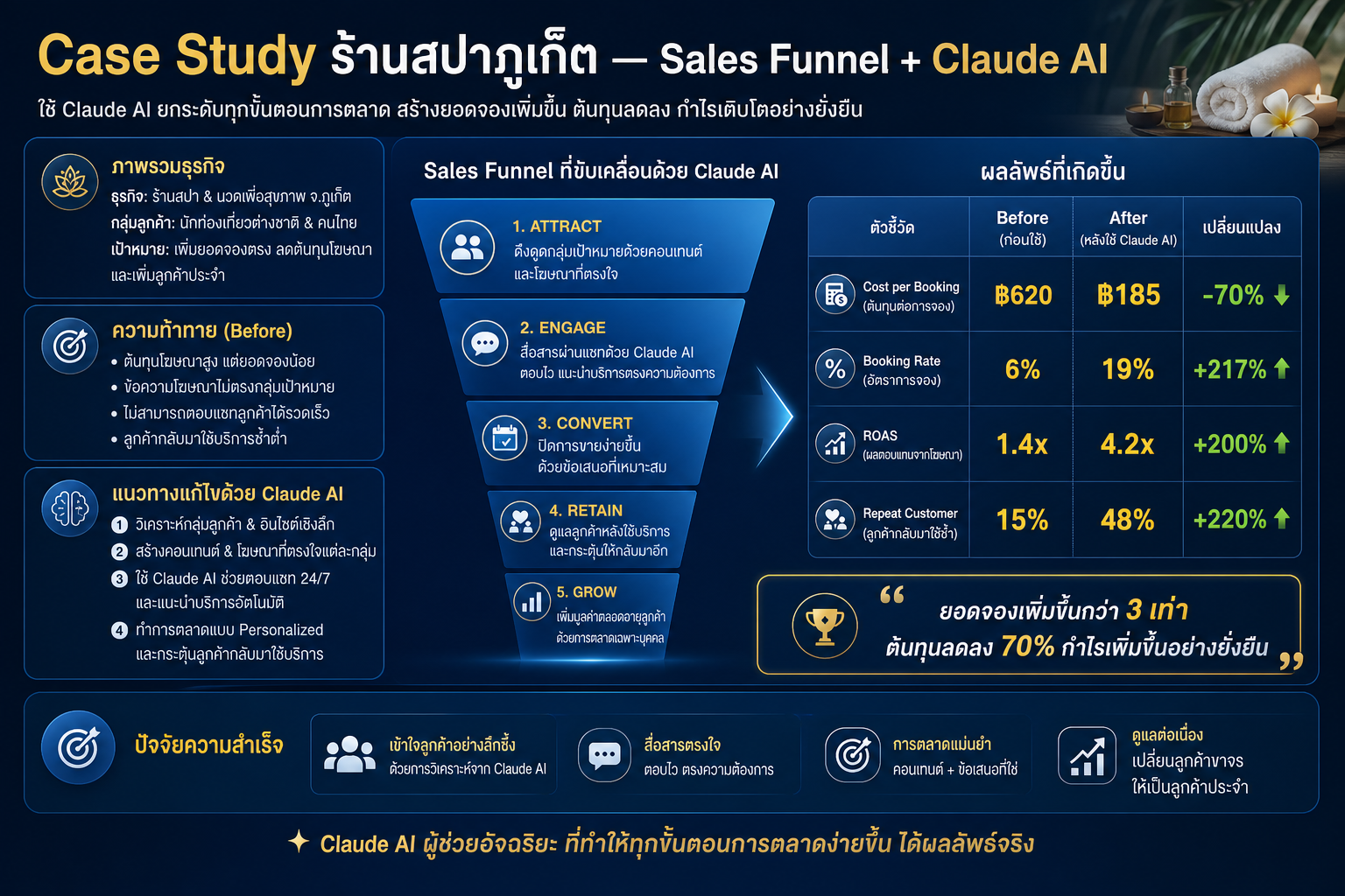 Case Study ร้านสปาภูเก็ต Sales Funnel + Claude AI — Booking Rate +217%