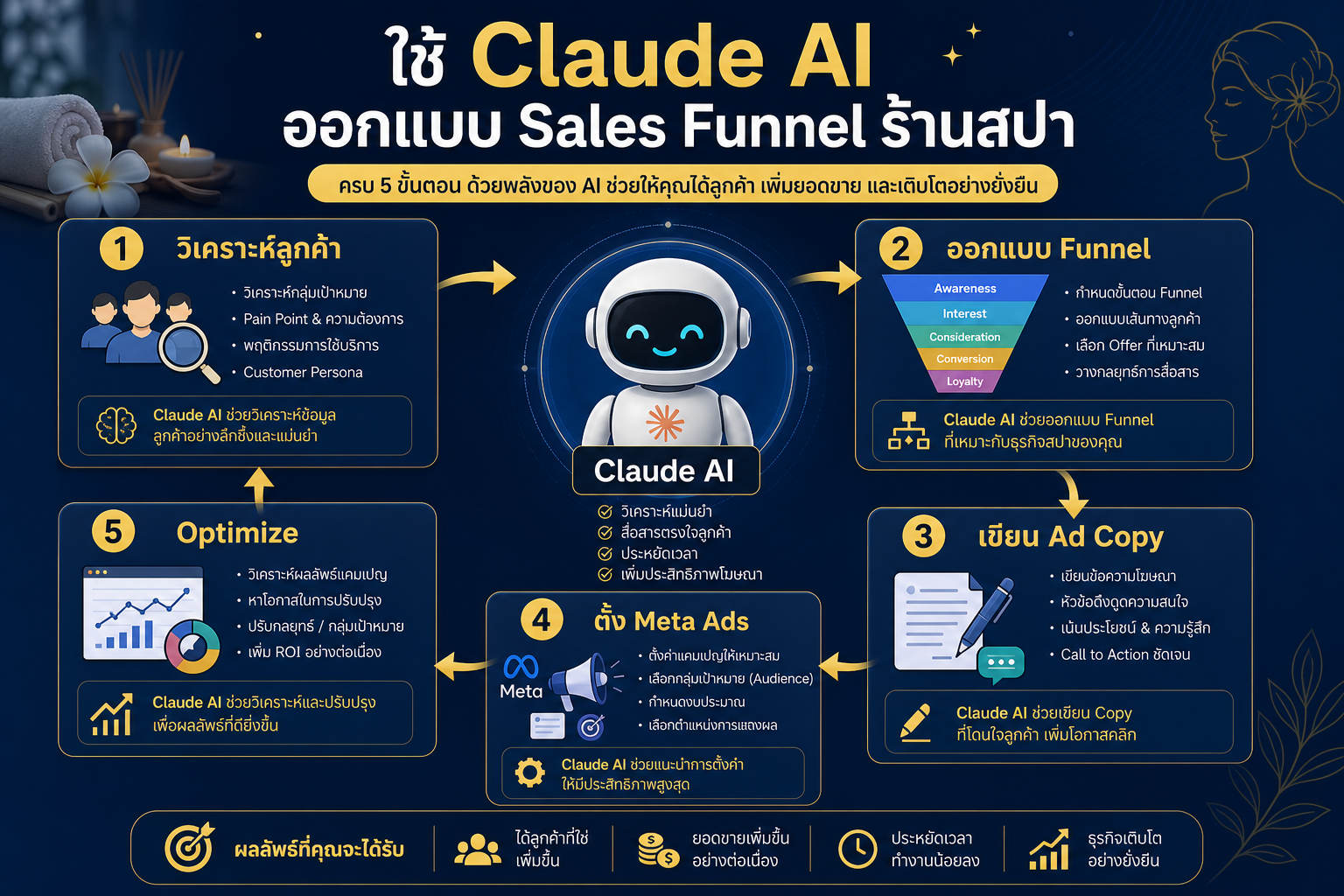 ใช้ Claude AI ออกแบบ Sales Funnel ร้านสปา 5 ขั้นตอน